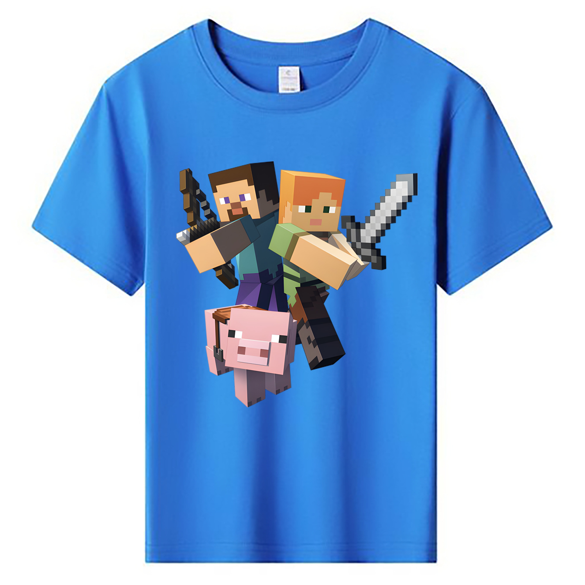 （画像用） マインクラフト ブロックの世界 Minecraft MC Block world 綿100％キッズTシャツ（フロントプリント）